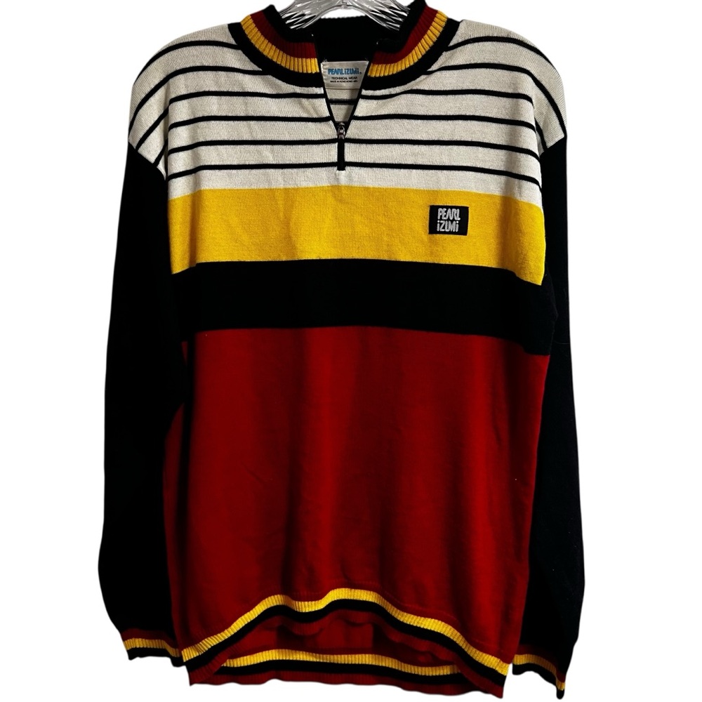 Vintage Pearl Izumi Striped Cycling Sweater 30% Wool | 80s | M | Made in Hong - Picture 2 of 10